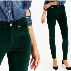 J crew Green velvet matchstick jeans